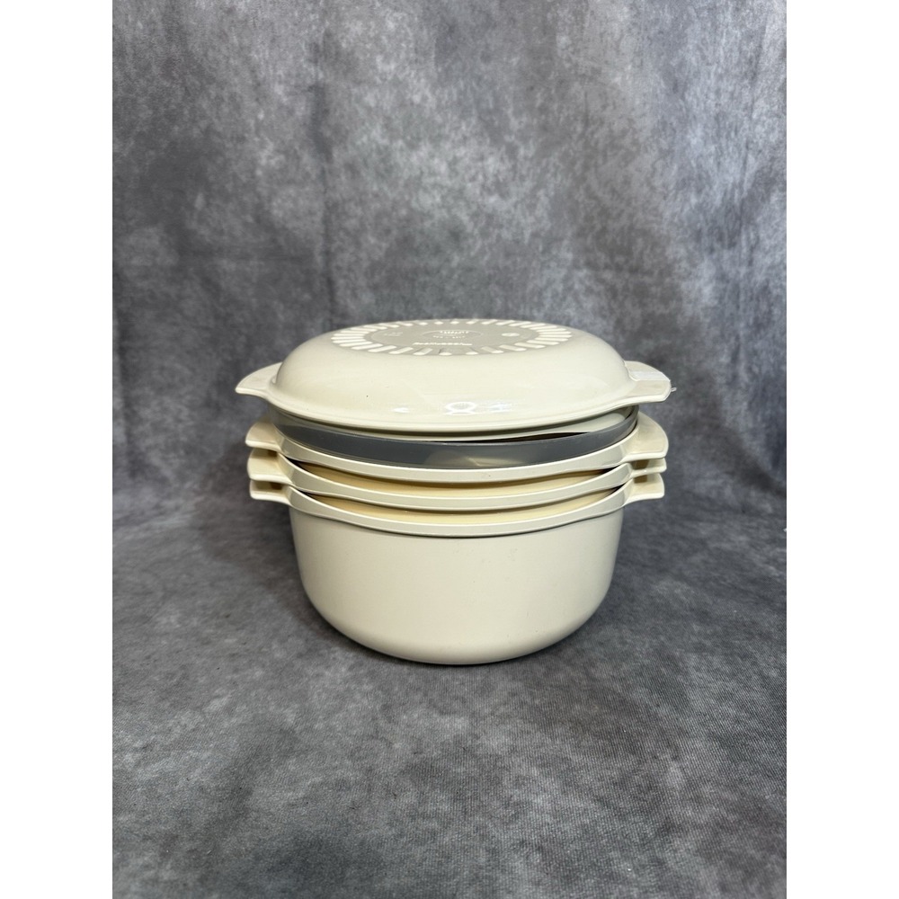 Vintage Tupperware 5pc Microwave Stack Cooker Steamer Bowl 3 Qt includes Lid